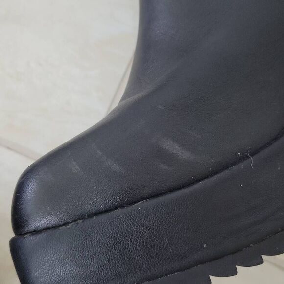 Darker Wavs Leather Square Toe Platform Heeled Boots Y2K Goth Size 8M Womens - Picture 3 of 12